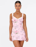 AMARAN MINI DRESS PINK FLORAL WILD FLOWER