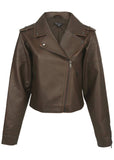 Distressed Leather Jacket Distressed Brown