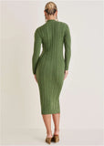 Mockneck Midi Sweater Dress Bronze Green