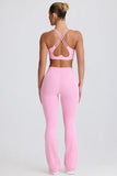 Soft Active V Waist Pocket Flared Leggings in Baby Pink