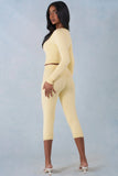 Knit Mid Rise Capri Trousers in Butter Yellow