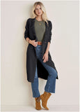 Button Detail Duster Jet Black