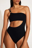 Cosmo One Shoulder One Piece Black EcoRib
