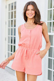 Casual Charm Coral Button Front Romper