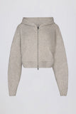 Soft Knit Zip Up Cropped Hoodie in Beige