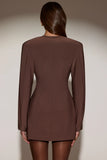 Single Breasted Blazer Mini Dress in Chocolate Brown