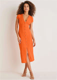 Linen Midi Dress Orange