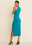 High Neck Midi Dress Teal