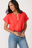 Jill Linen Zip Up Top