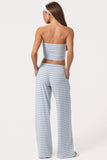 Ribbed Jersey Low Rise Trousers in Blue Stripe
