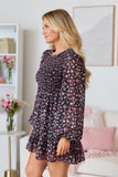 Stephanie Black Floral Smocked Mini Dress FINAL SALE