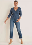 Waffle Babydoll Henley Vintage Indigo