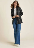 Faux Leather Blazer Jet Black