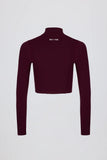 Soft Active Zip Up Cropped Jacket in Burgundy