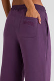 Brushed Jersey Wide Leg Joggers in Plum
