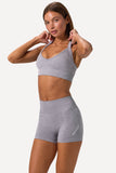 Super Sculpt Seamless Backless Sports Bra in Grey Marl