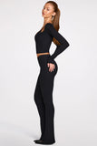 Modal Mid Rise Flared Trousers in Black