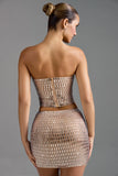 Embellished Low Rise Micro Mini Skirt in Almond
