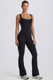 Soft Active Cut Out Back Jumpsuit in Black