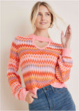 Fair Isle Mock Neck Sweater Peach Dust