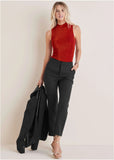 Glitter Knit Mock Neck Tank Racing Red Glitter Knit