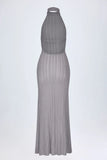 Backless Halterneck Maxi Dress in Silver
