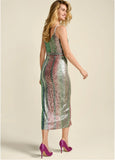 Striped Sequin Midi Dress Multi
