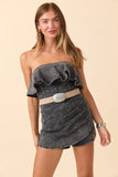 Dusk To Denim Black Denim Wrap Romper FINAL SALE