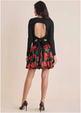 Long Sleeve Bubble Hem Mini Antique Roses