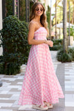 Mary Pink Gingham Maxi Dress SALE