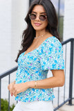 Remington Blue Floral Twist Bust Top