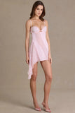 Satin Embellished Cupped Mini Dress in Blossom