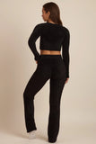 Fluffy Knit Wide Leg Trousers in Black