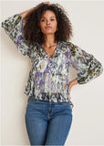 Chiffon Printed Blouse Desert Ikat