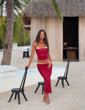CALINE MIDI SKIRT RED