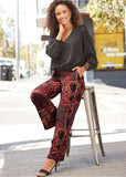 Printed Wide Leg Pant Black Multi
