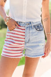 Americana Light Wash Distressed Denim Shorts