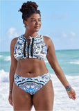 Lorelai High Neck Zip Top Calypso Bloom