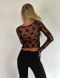 KAROLINA LONG SLEEVE TOP BLACK LACE