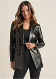 Faux Croc Blazer Jet Black