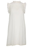 Diamond Lace Ruffle Dress Cloud Dancer
