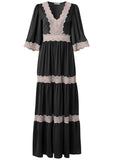 Lace Detail Maxi Dress Black Multi