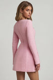 Sweetheart Neck Structured Mini Dress in Soft Pink