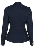 Denim Peplum Blazer Dark Rinse Wash