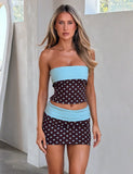 IMOGEN MINI SKIRT BROWN AND BLUE POLKA DOT