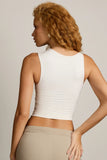 Asymmetric Ruched Tank Top in Vanilla