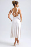 Sweetheart Neck Ruched Midaxi Dress in Ivory
