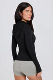 Soft Active Hooded Mid Layer Jacket in Black