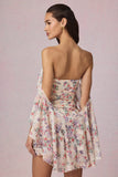 Off Shoulder Ruffled Mini Dress in Primrose Floral Print