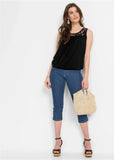Lace Yoke Top Black